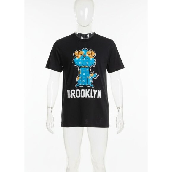 Brooklyn Vinnies Styles Other - Brooklyn Vinnies Signature Blue Dog Graphic Print Short Sleeve Black Shirt Small